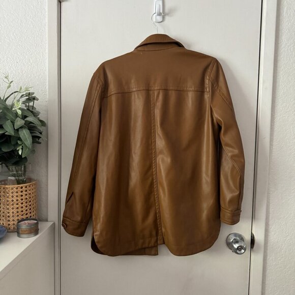 🦋 MADEWELL Brown Button Front Vegan Leather Chore Jacket Size XS - Picture 6 of 7
